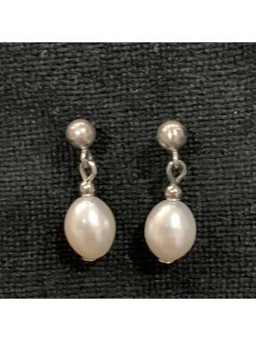 Vintage Gorgeous Genuine Pearl and Sterling 925 Drop Earring